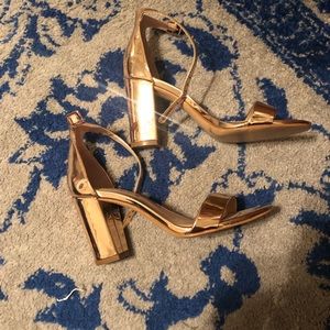 Rose gold block heels